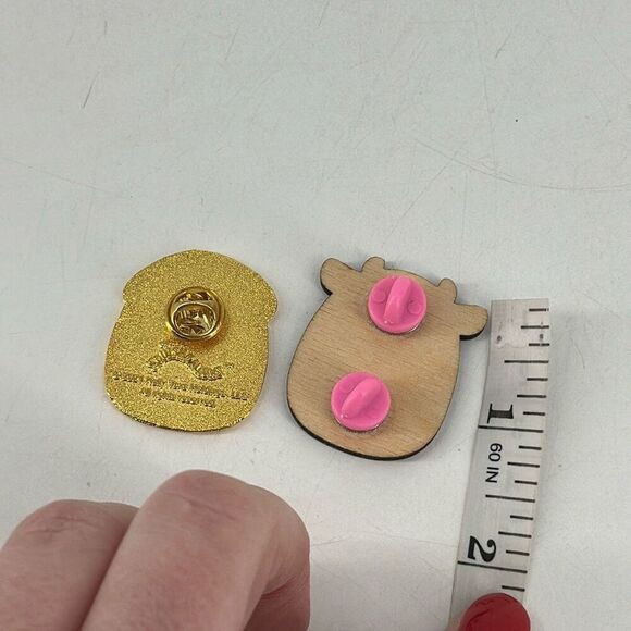 Squishmallows Enamel Pin Malcolm the Mushroom& Wooden Ulga Moo - Picture 4 of 10